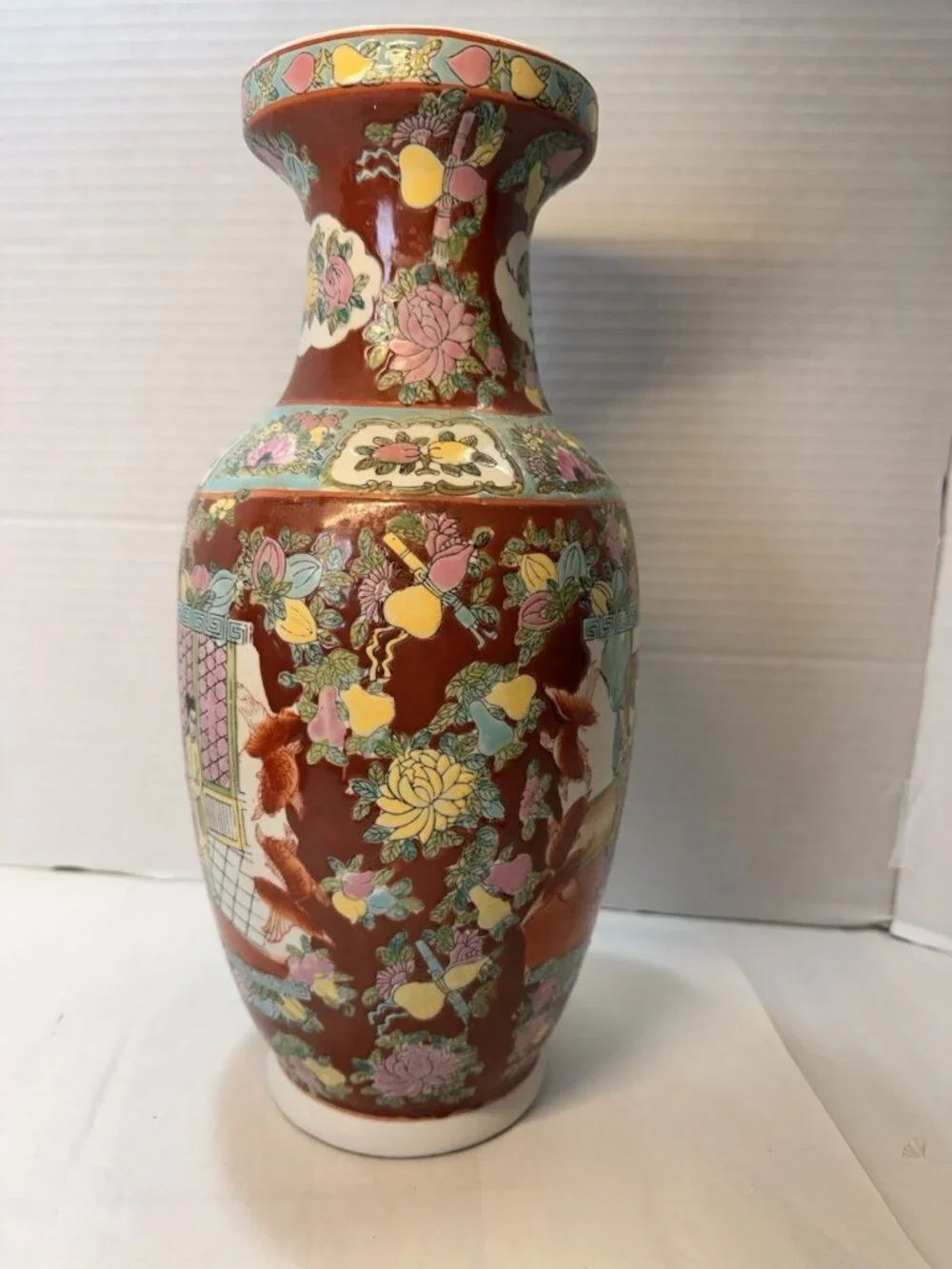 Vintage Chinese FamilleRose Style Decorative Porcelain Vase15”Hand Paintedfloral